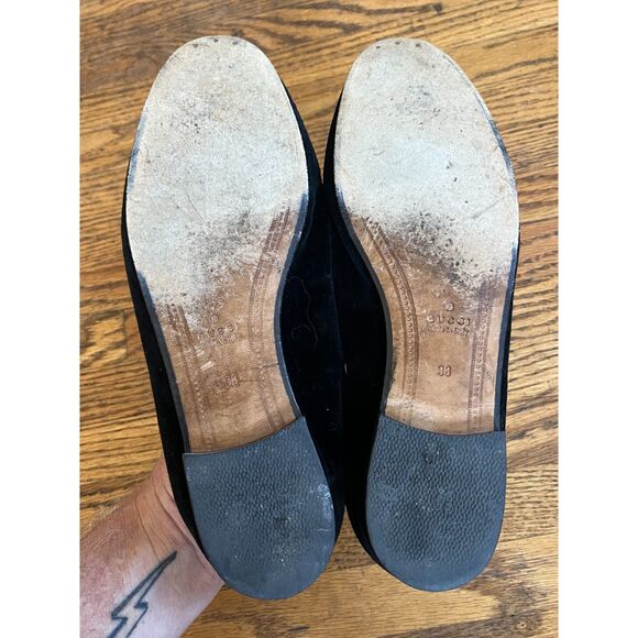 GUCCI Black Velvet Suede Horsebit Slip On Loafer Shoes Women's Size EU 38 US 7.5 - Picture 10 of 12